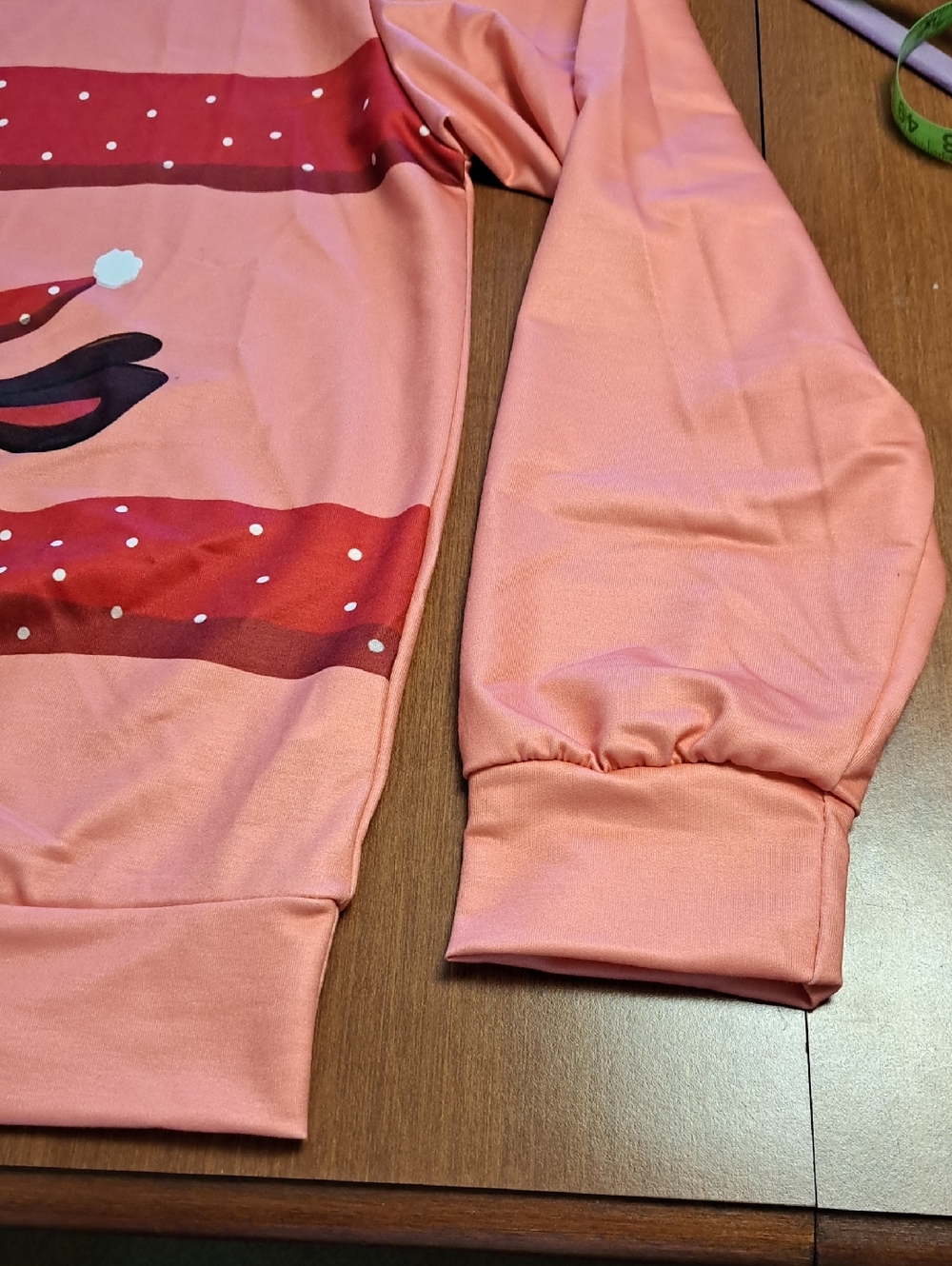 Holiday Dachshund Graphic Sweatshirt - Coral Pink L Ptp 23" - Picture 3 of 6